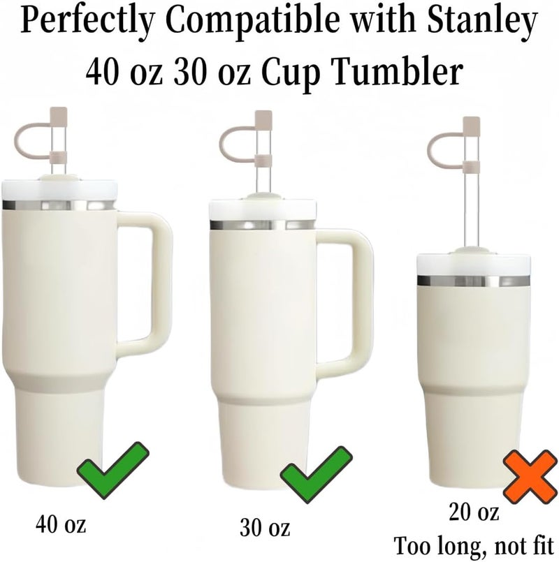 Cusfele Replacement Glass Straw Compatible with Stanley 40 oz 30 oz Cup Tumbler, Reusable Straw with Covers and Cleaning Brush, 12 PCS - Image 2